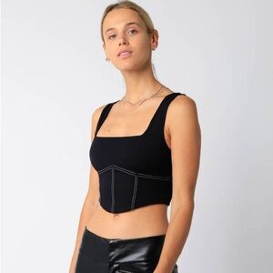 Black Sculpted Crop Top